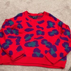 Blank NYC Red and Purple Patterned Sweater